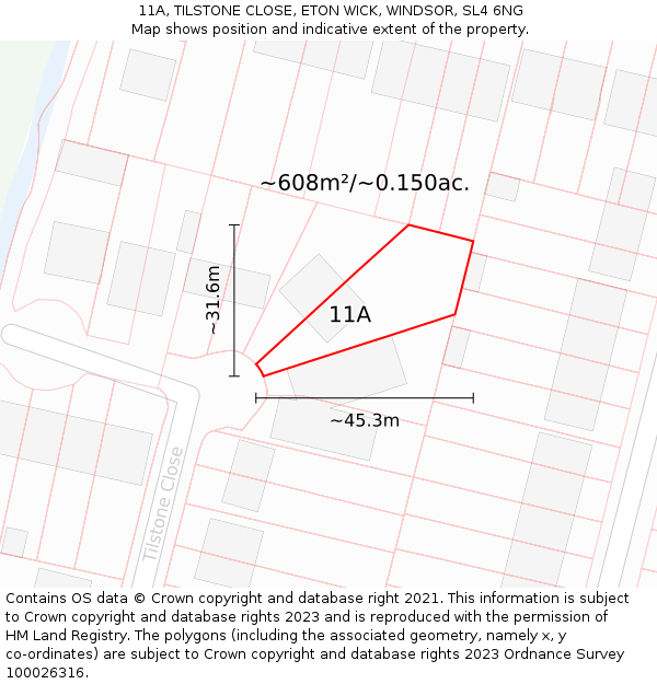 11A, TILSTONE CLOSE, ETON WICK, WINDSOR, SL4 6NG: Plot and title map