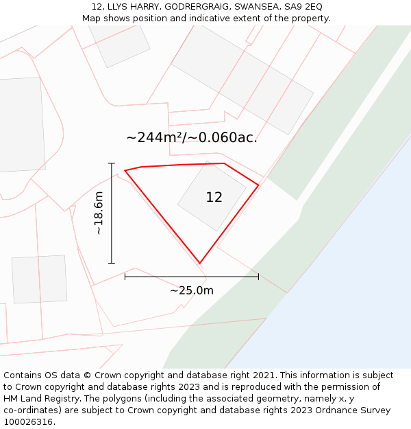 12, LLYS HARRY, GODRERGRAIG, SWANSEA, SA9 2EQ: Plot and title map