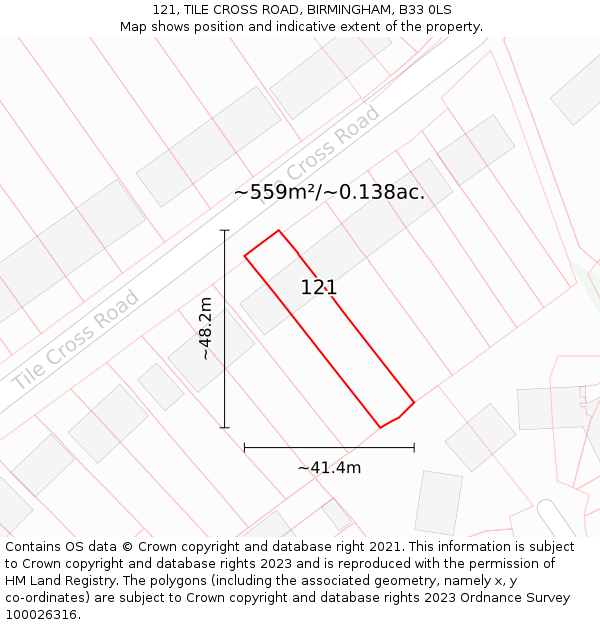121, TILE CROSS ROAD, BIRMINGHAM, B33 0LS: Plot and title map