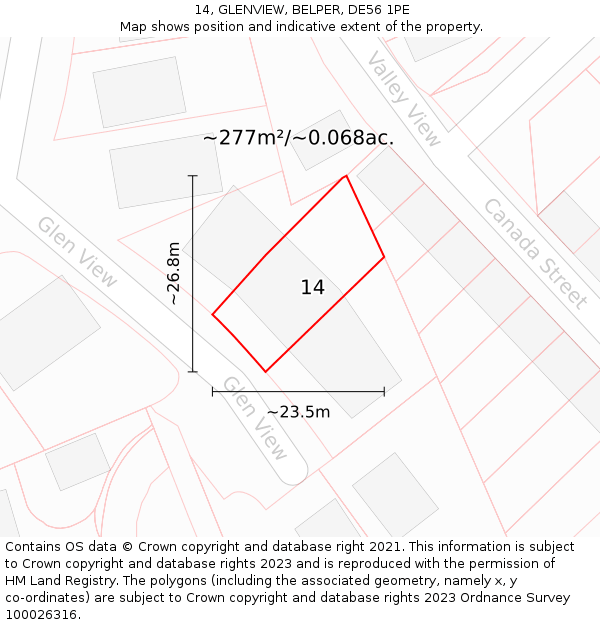 14, GLENVIEW, BELPER, DE56 1PE: Plot and title map