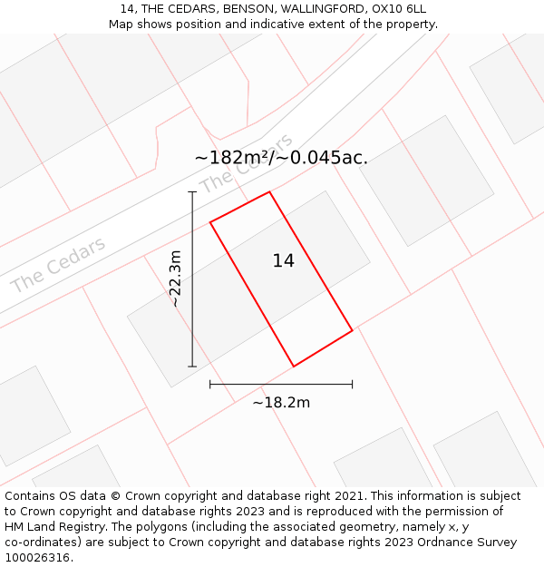 14, THE CEDARS, BENSON, WALLINGFORD, OX10 6LL: Plot and title map