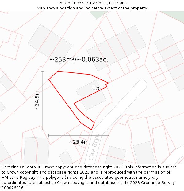 15, CAE BRYN, ST ASAPH, LL17 0RH: Plot and title map