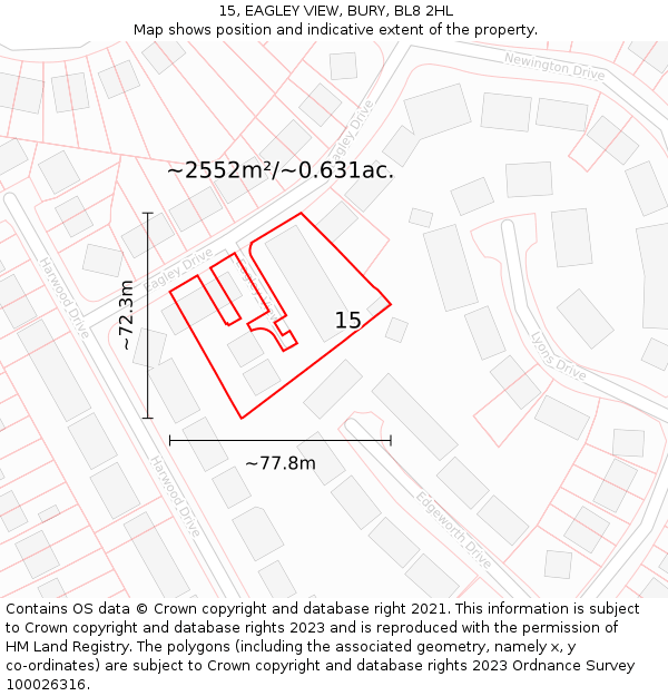 15, EAGLEY VIEW, BURY, BL8 2HL: Plot and title map