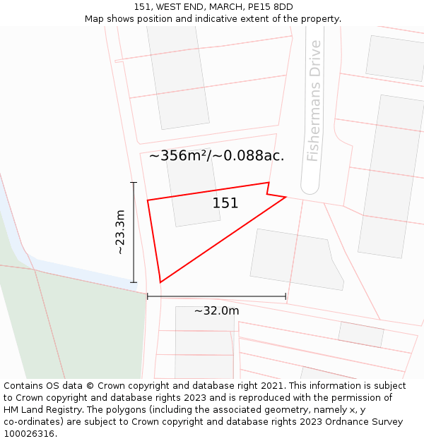 151, WEST END, MARCH, PE15 8DD: Plot and title map