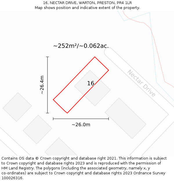 16, NECTAR DRIVE, WARTON, PRESTON, PR4 1LR: Plot and title map