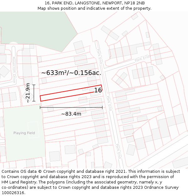 16, PARK END, LANGSTONE, NEWPORT, NP18 2NB: Plot and title map