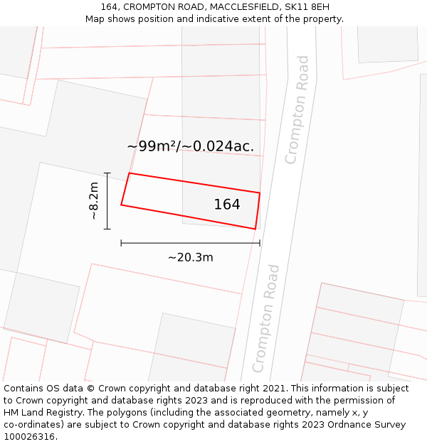 164, CROMPTON ROAD, MACCLESFIELD, SK11 8EH: Plot and title map