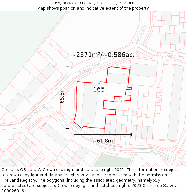165, ROWOOD DRIVE, SOLIHULL, B92 9LL: Plot and title map
