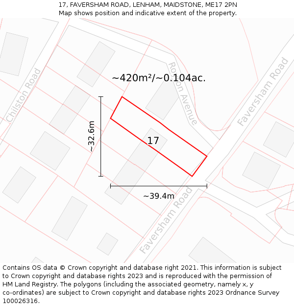 17, FAVERSHAM ROAD, LENHAM, MAIDSTONE, ME17 2PN: Plot and title map