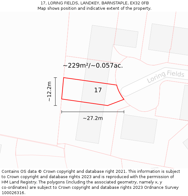 17, LORING FIELDS, LANDKEY, BARNSTAPLE, EX32 0FB: Plot and title map