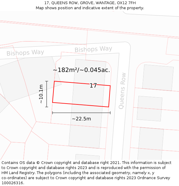17, QUEENS ROW, GROVE, WANTAGE, OX12 7FH: Plot and title map