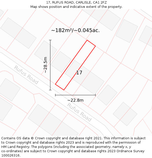 17, RUFUS ROAD, CARLISLE, CA1 2FZ: Plot and title map