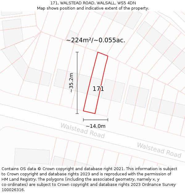 171, WALSTEAD ROAD, WALSALL, WS5 4DN: Plot and title map