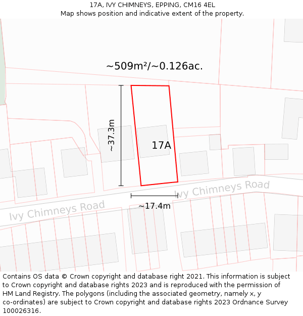 17A, IVY CHIMNEYS, EPPING, CM16 4EL: Plot and title map