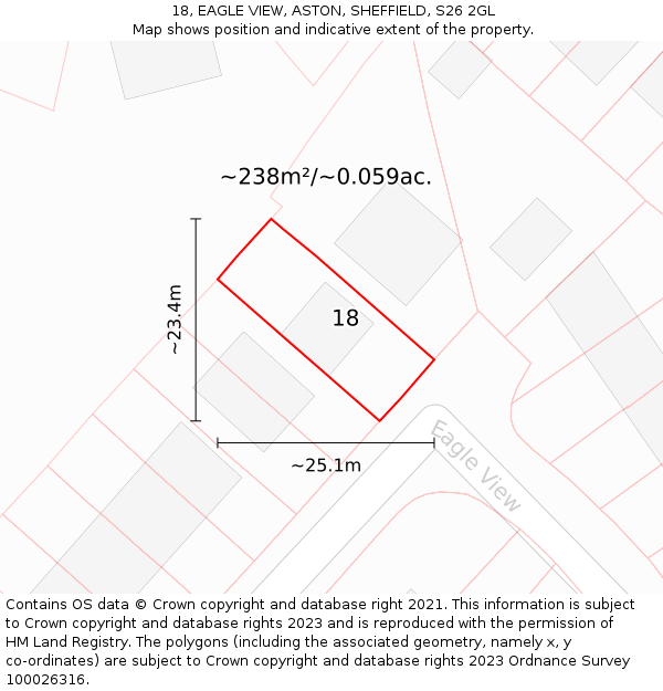 18, EAGLE VIEW, ASTON, SHEFFIELD, S26 2GL: Plot and title map