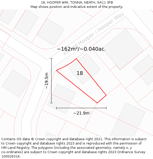 18, HOOPER WAY, TONNA, NEATH, SA11 3FB: Plot and title map
