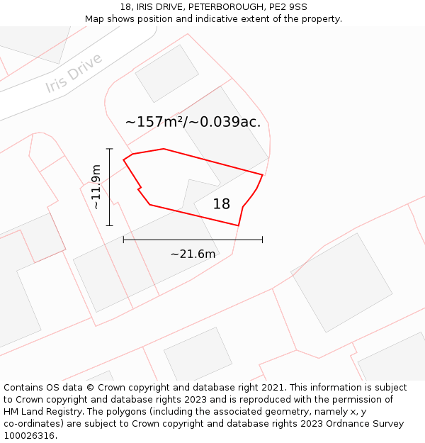 18, IRIS DRIVE, PETERBOROUGH, PE2 9SS: Plot and title map