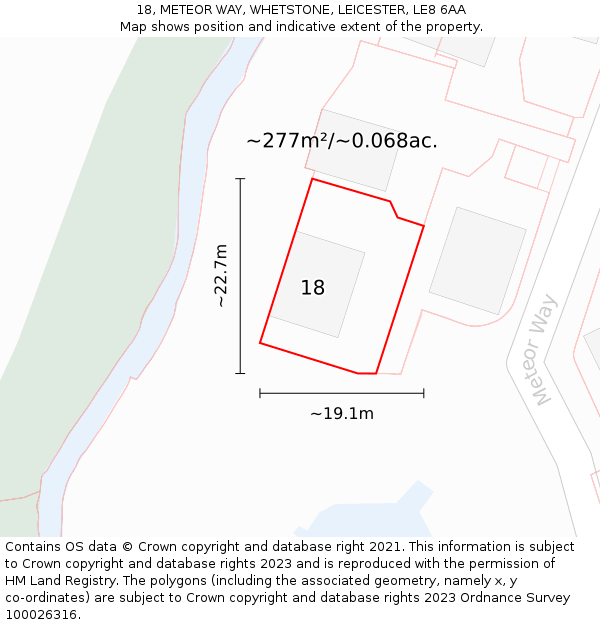 18, METEOR WAY, WHETSTONE, LEICESTER, LE8 6AA: Plot and title map