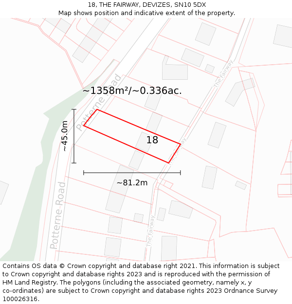 18, THE FAIRWAY, DEVIZES, SN10 5DX: Plot and title map