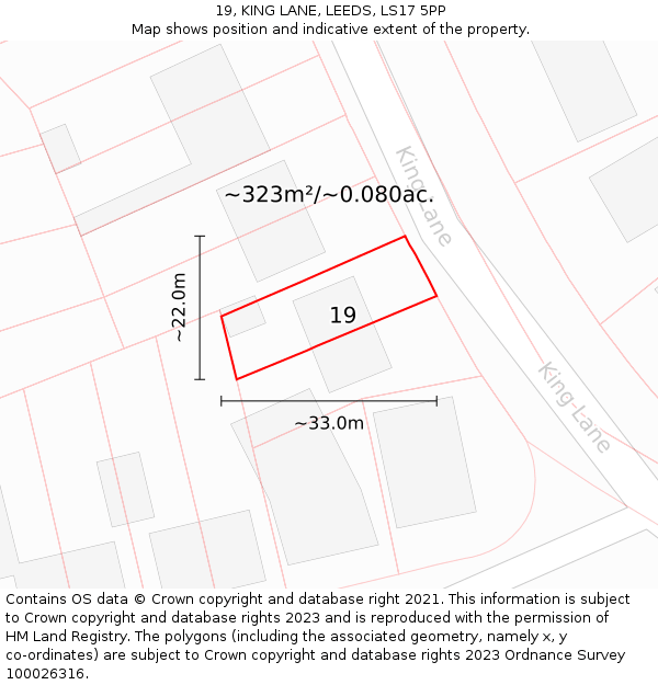 19, KING LANE, LEEDS, LS17 5PP: Plot and title map