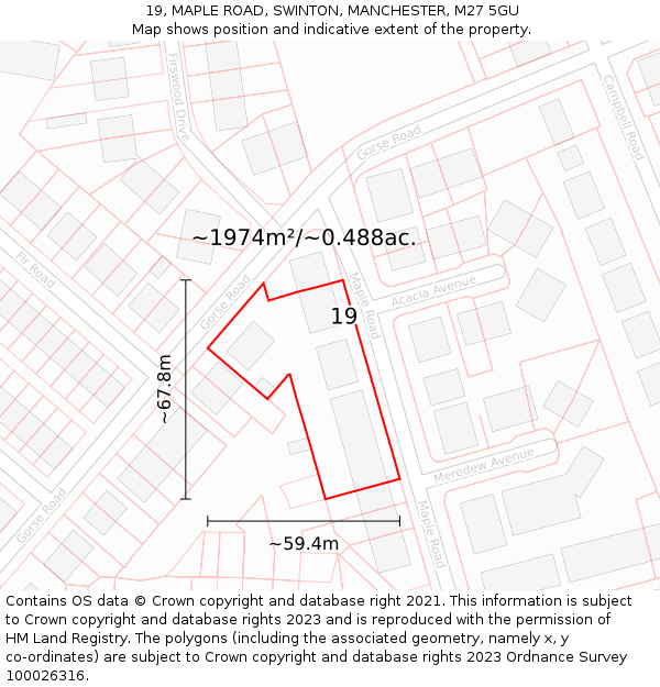 19, MAPLE ROAD, SWINTON, MANCHESTER, M27 5GU: Plot and title map