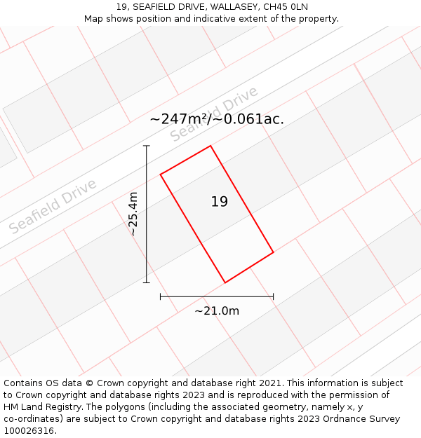 19, SEAFIELD DRIVE, WALLASEY, CH45 0LN: Plot and title map