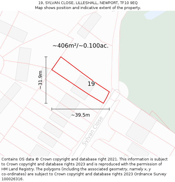 19, SYLVAN CLOSE, LILLESHALL, NEWPORT, TF10 9EQ: Plot and title map