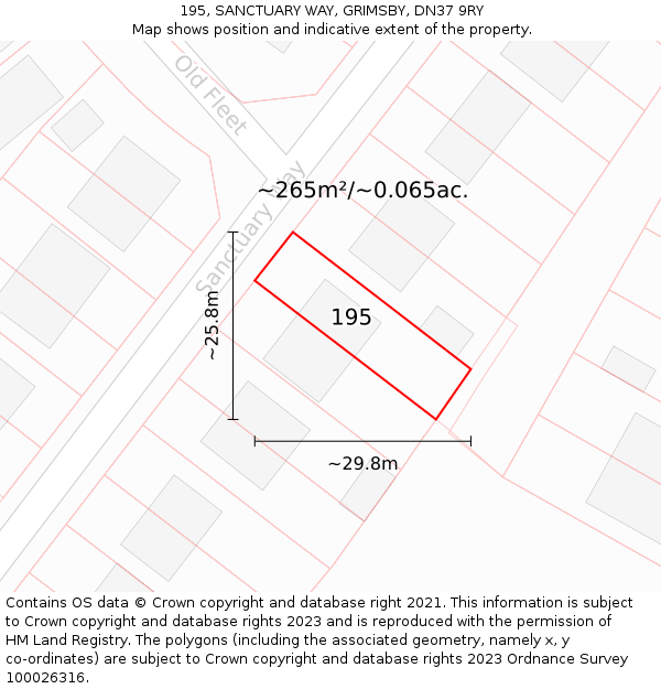 195, SANCTUARY WAY, GRIMSBY, DN37 9RY: Plot and title map
