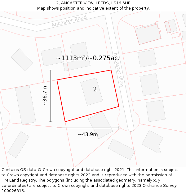 2, ANCASTER VIEW, LEEDS, LS16 5HR: Plot and title map