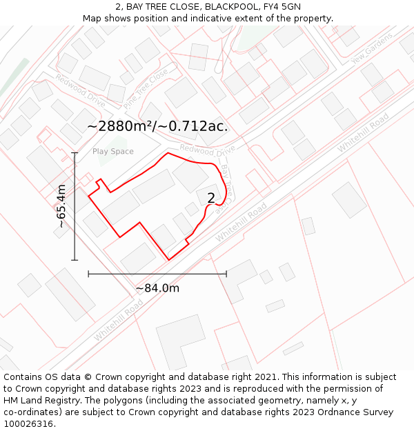 2, BAY TREE CLOSE, BLACKPOOL, FY4 5GN: Plot and title map