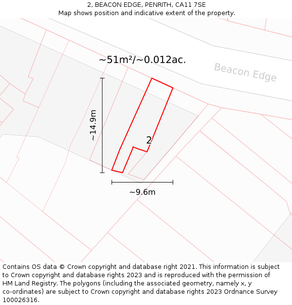 2, BEACON EDGE, PENRITH, CA11 7SE: Plot and title map