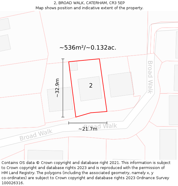 2, BROAD WALK, CATERHAM, CR3 5EP: Plot and title map