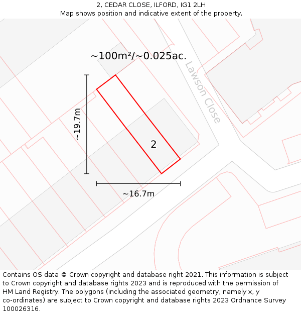 2, CEDAR CLOSE, ILFORD, IG1 2LH: Plot and title map