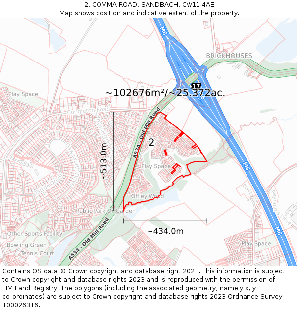 2, COMMA ROAD, SANDBACH, CW11 4AE: Plot and title map