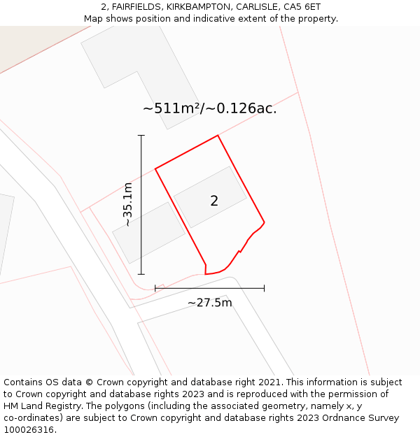 2, FAIRFIELDS, KIRKBAMPTON, CARLISLE, CA5 6ET: Plot and title map