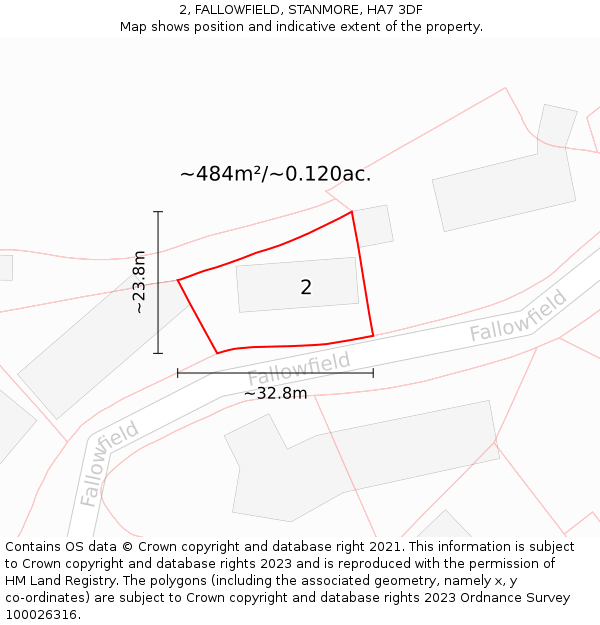 2, FALLOWFIELD, STANMORE, HA7 3DF: Plot and title map