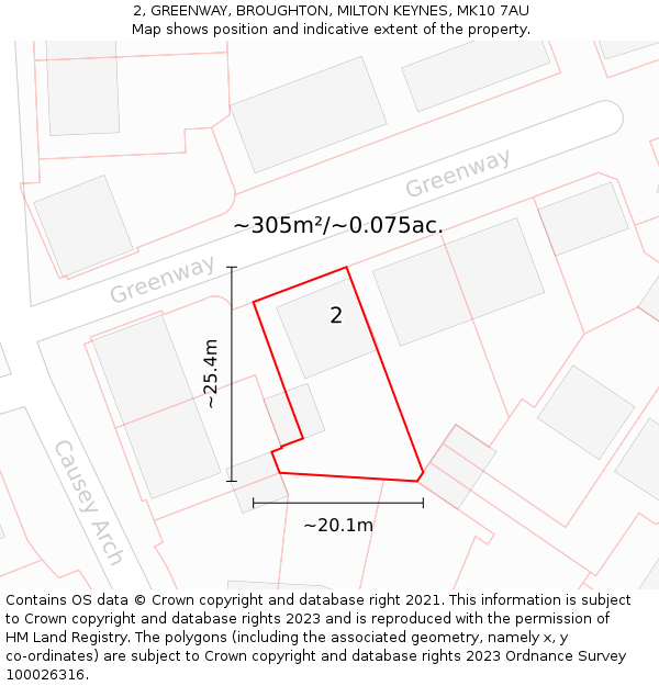 2, GREENWAY, BROUGHTON, MILTON KEYNES, MK10 7AU: Plot and title map