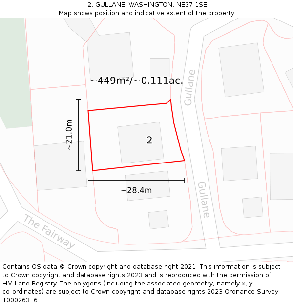 2, GULLANE, WASHINGTON, NE37 1SE: Plot and title map