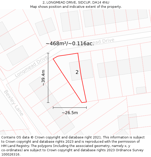 2, LONGMEAD DRIVE, SIDCUP, DA14 4NU: Plot and title map