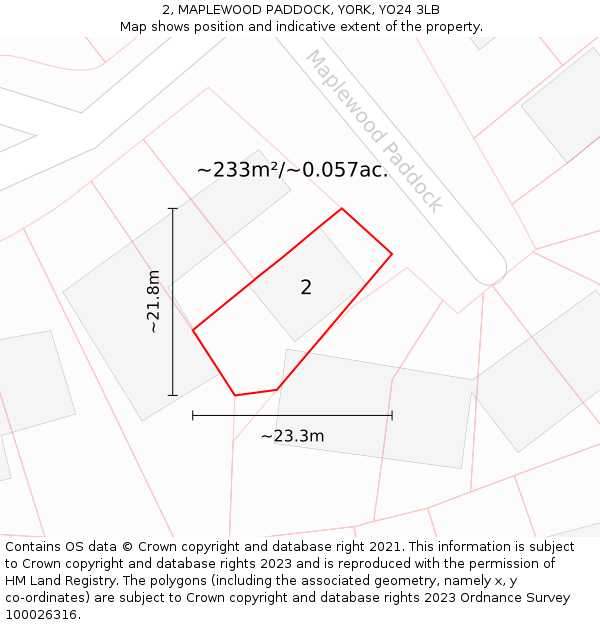 2, MAPLEWOOD PADDOCK, YORK, YO24 3LB: Plot and title map