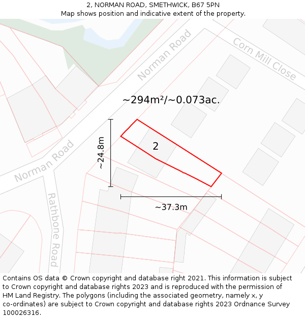2, NORMAN ROAD, SMETHWICK, B67 5PN: Plot and title map