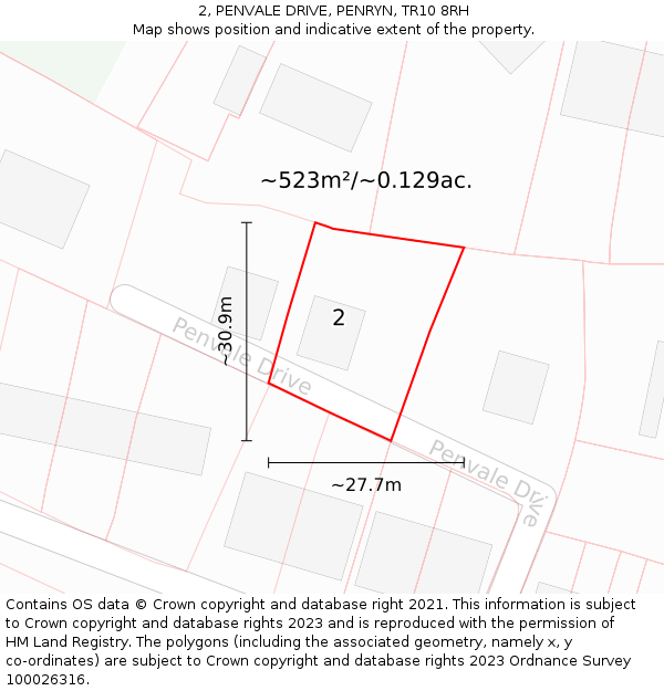 2, PENVALE DRIVE, PENRYN, TR10 8RH: Plot and title map