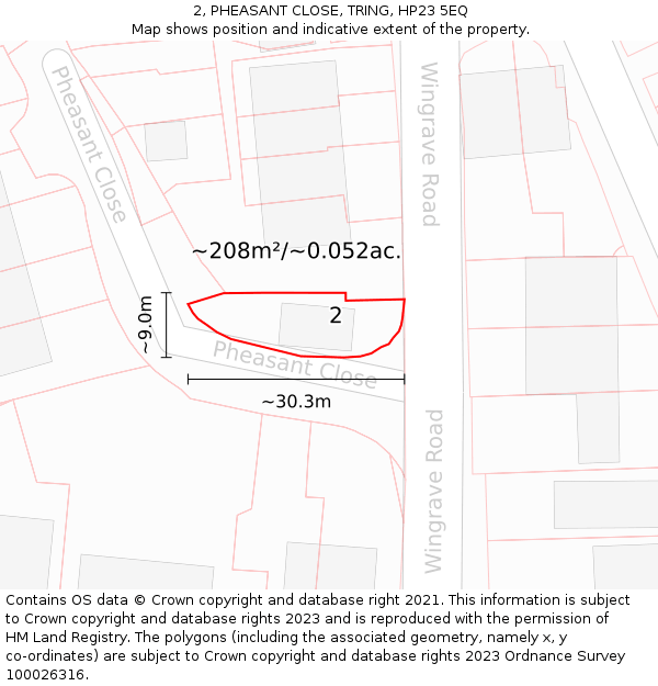 2, PHEASANT CLOSE, TRING, HP23 5EQ: Plot and title map