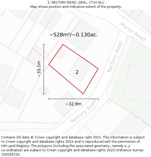 2, RECTORY ROAD, DEAL, CT14 9LU: Plot and title map