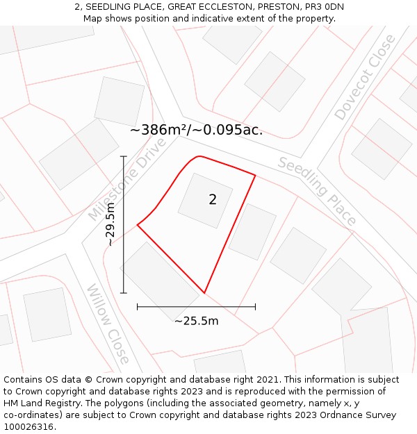 2, SEEDLING PLACE, GREAT ECCLESTON, PRESTON, PR3 0DN: Plot and title map