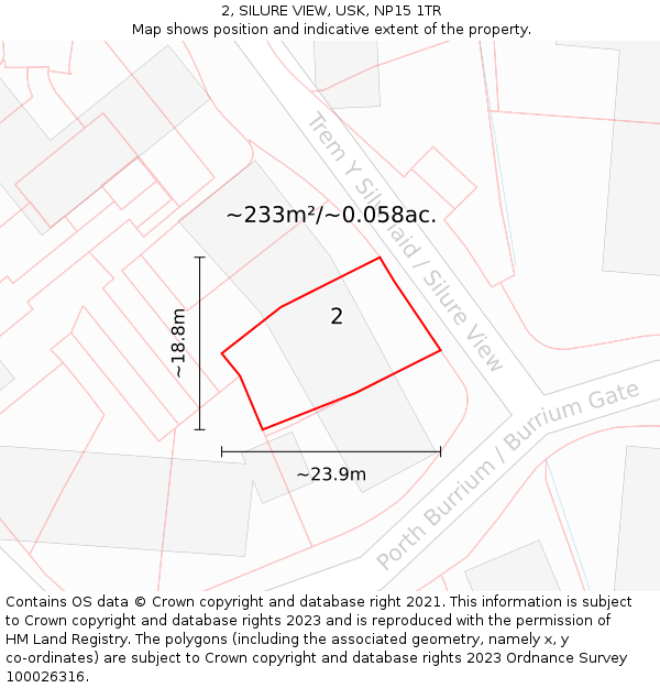 2, SILURE VIEW, USK, NP15 1TR: Plot and title map