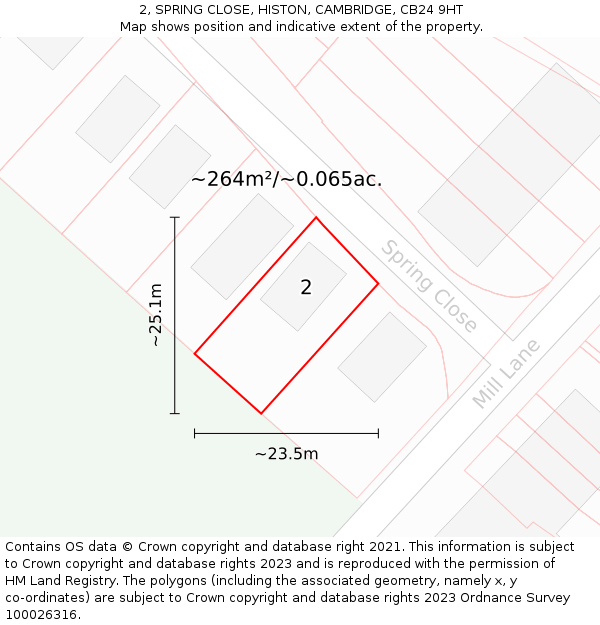 2, SPRING CLOSE, HISTON, CAMBRIDGE, CB24 9HT: Plot and title map