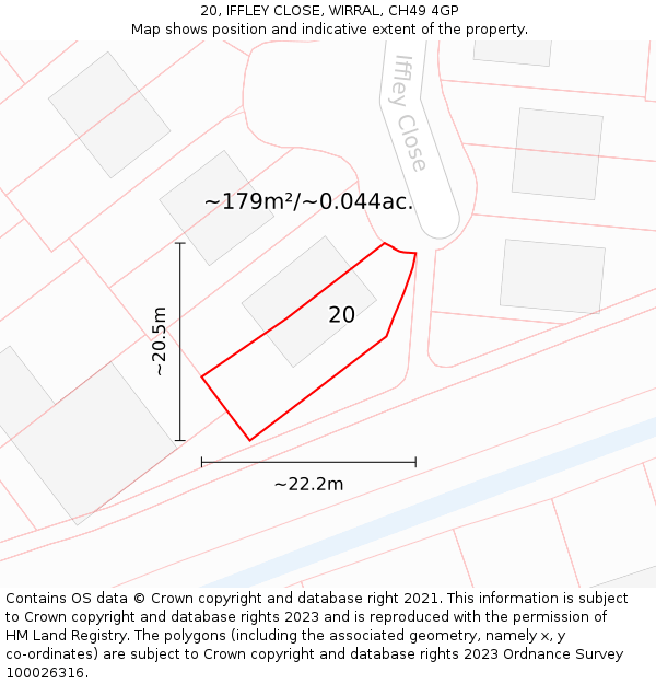 20, IFFLEY CLOSE, WIRRAL, CH49 4GP: Plot and title map
