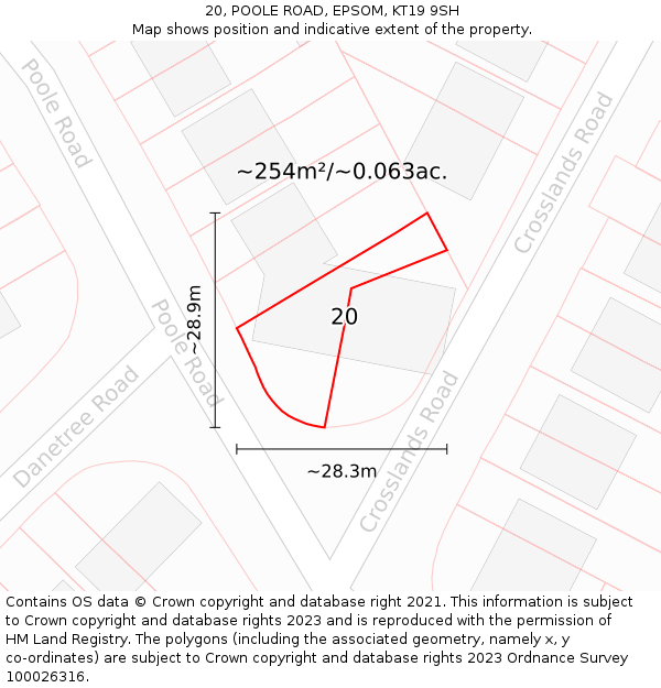 20, POOLE ROAD, EPSOM, KT19 9SH: Plot and title map