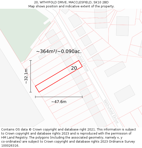 20, WITHYFOLD DRIVE, MACCLESFIELD, SK10 2BD: Plot and title map